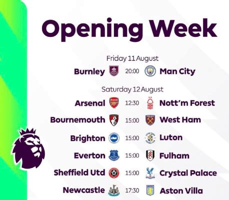Premier League 2024/2025 fixtures, matchups & schedules.